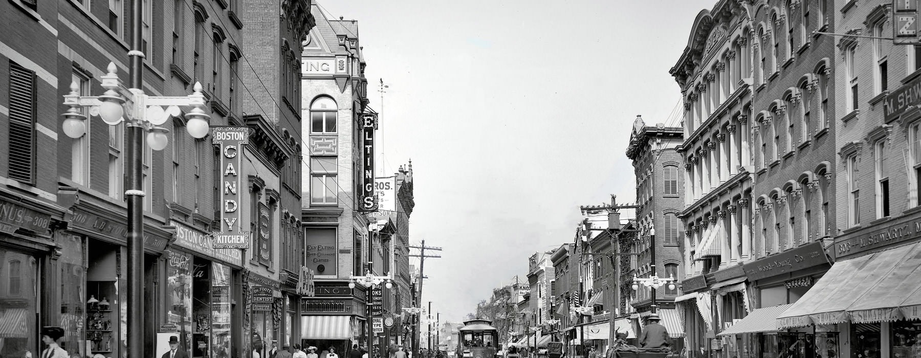 old, black and white photo of downtown Poughkeepsie